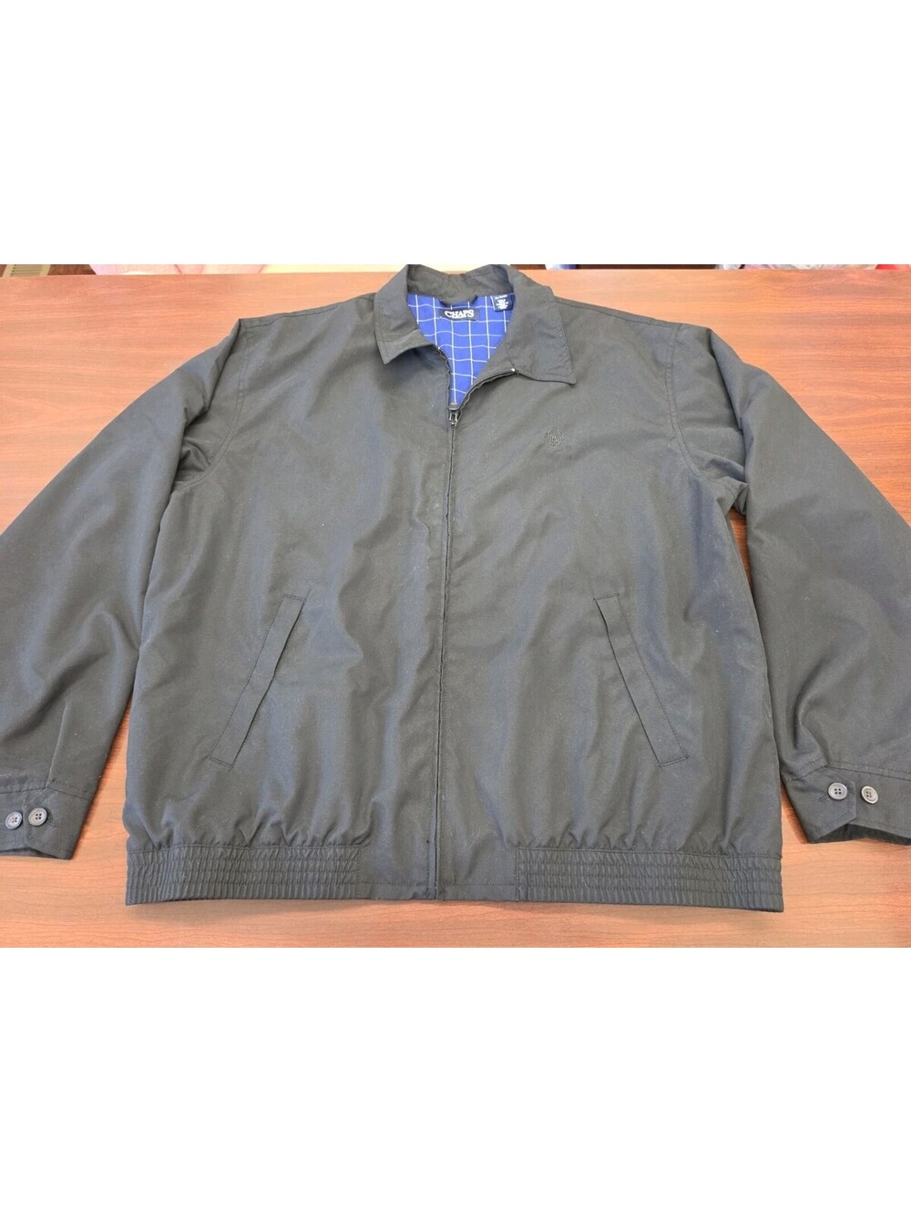 Chaps Mens Black Full Zip Lightweight Jacket Windbreaker Coat Casual Golf XL